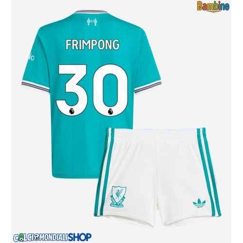 Maglie da calcio Liverpool Jeremie Frimpong #30 Terza Maglia Bambino 2025-26 Manica Corta + Pantaloni corti)